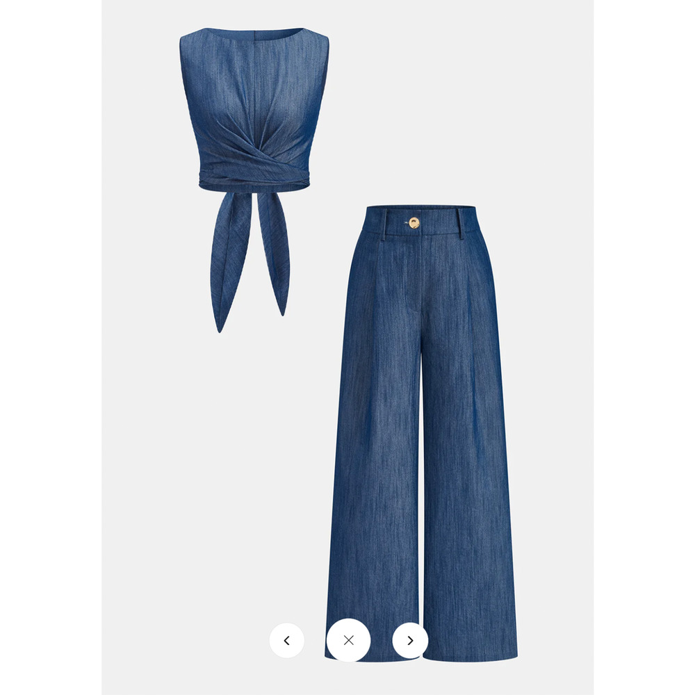 Copied - NWT Commense Cross-Tie Crop Top & Wide-Leg Pants Set Sz L